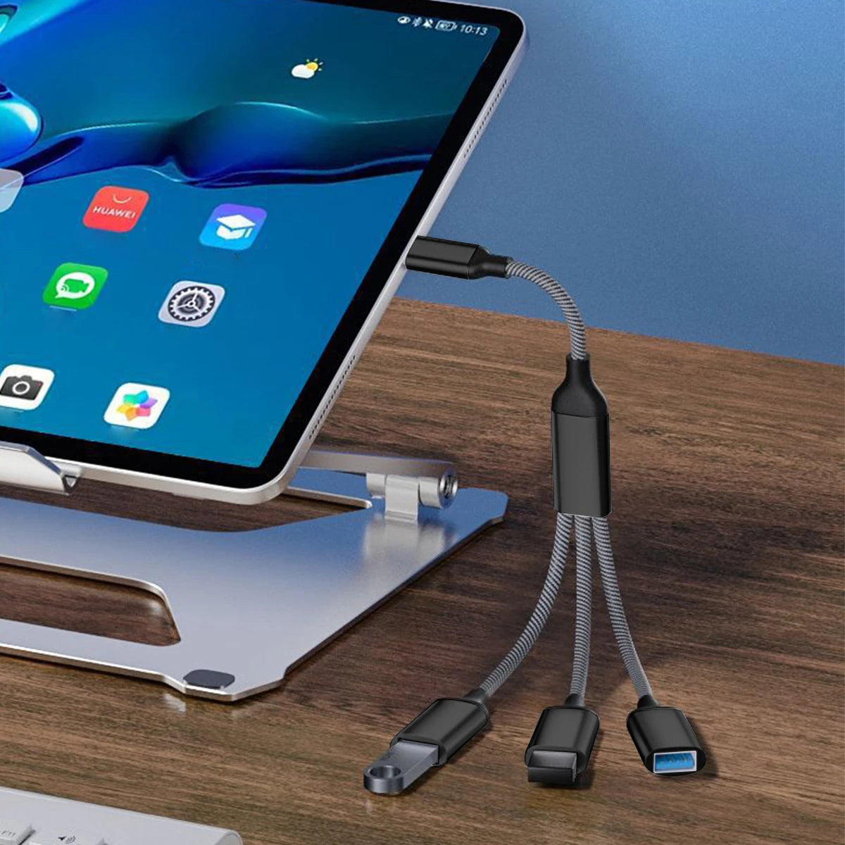 3-in-1 USB-A & Type-C Splitter Cable Hub Adapter 28cm USB Hub Adapter Axl