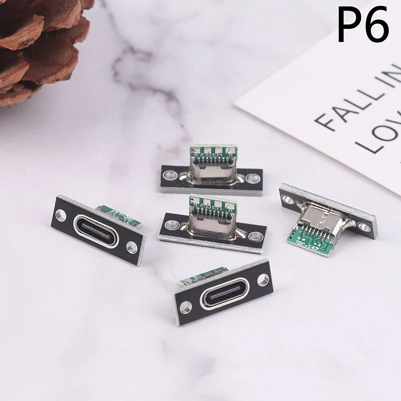 5-Pack USB 3.1 Type-C Female Socket Connector with Screw Plate USB-C Connector Socket Axl P6
