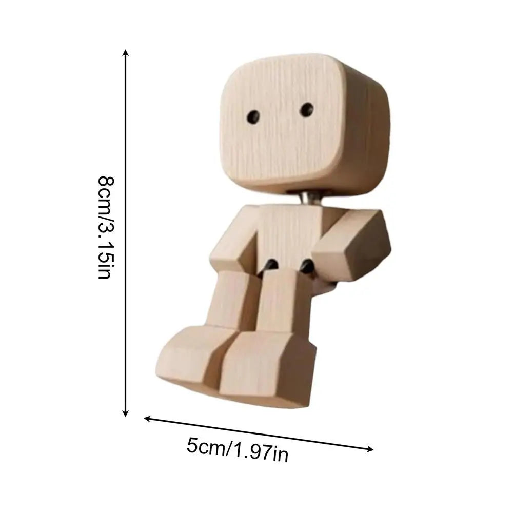 Rocking Leg Wooden Man Figurine – Desk, Shelf & Car Decor Novelty Desk Figurine Axl Style A