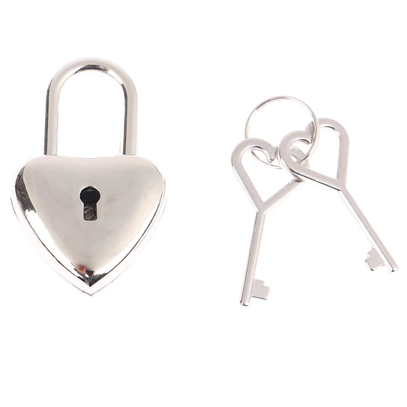 Heart Shape Mini Padlock with Key – Diary & Jewelry Box Lock Mini Padlock Axl one size