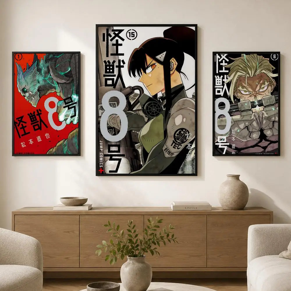 Kaijuu 8-Gou Anime Poster – Waterproof Self-Adhesive Wall Art Anime Wall Poster Axl