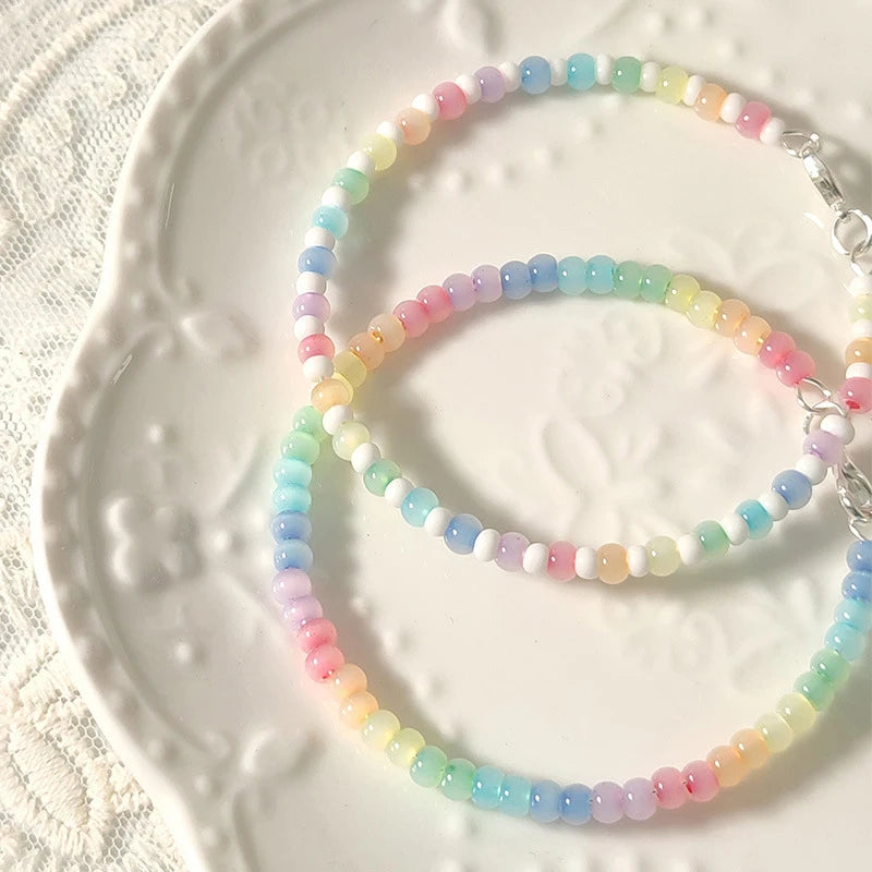 Bohemian Colorful Beaded Bracelet – Women's Rainbow Charm Beaded Charm Bracelet Axl