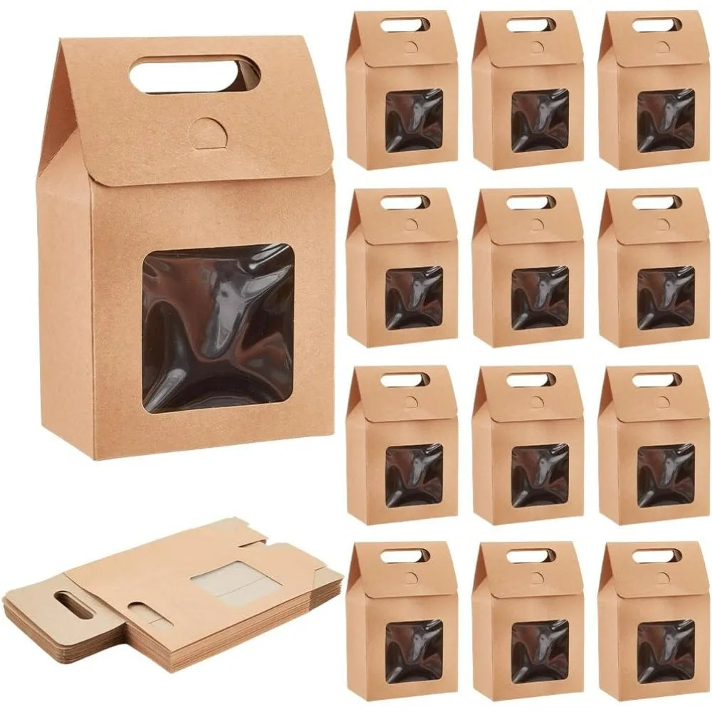 Kraft Paper Treat Boxes with Clear Window – 24 Pack Gift Boxes Treat Gift Boxes Axl