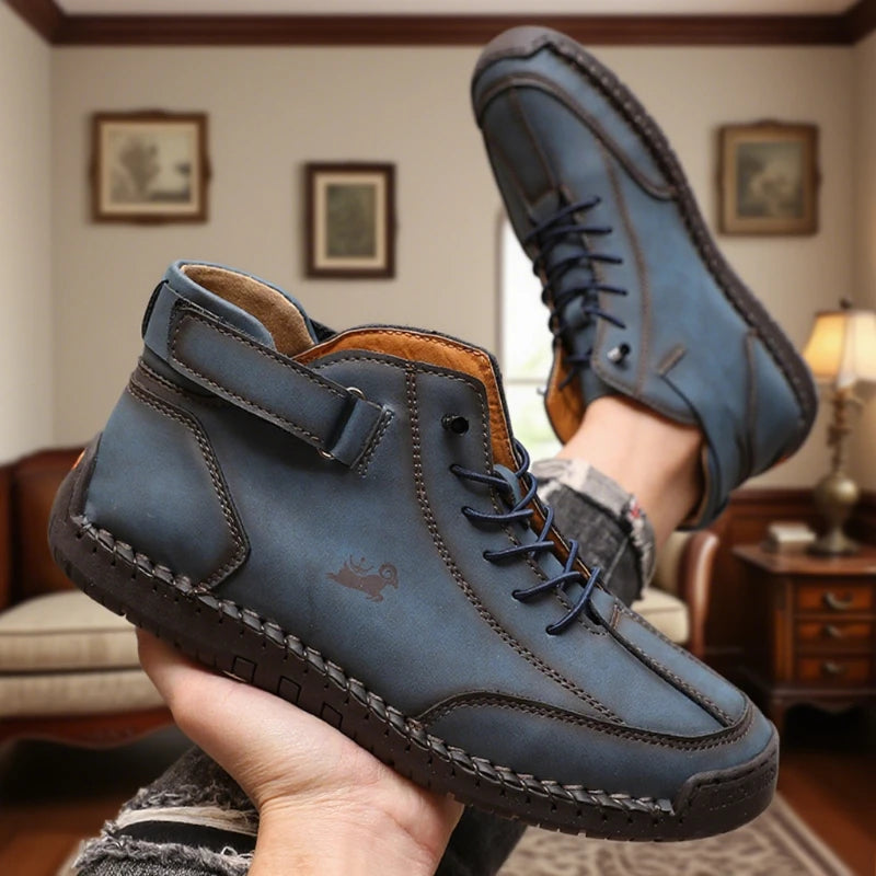 Women's Handmade Leather Ankle Boots – Non-Slip Flat Moccasins Flat Ankle Boots Axl