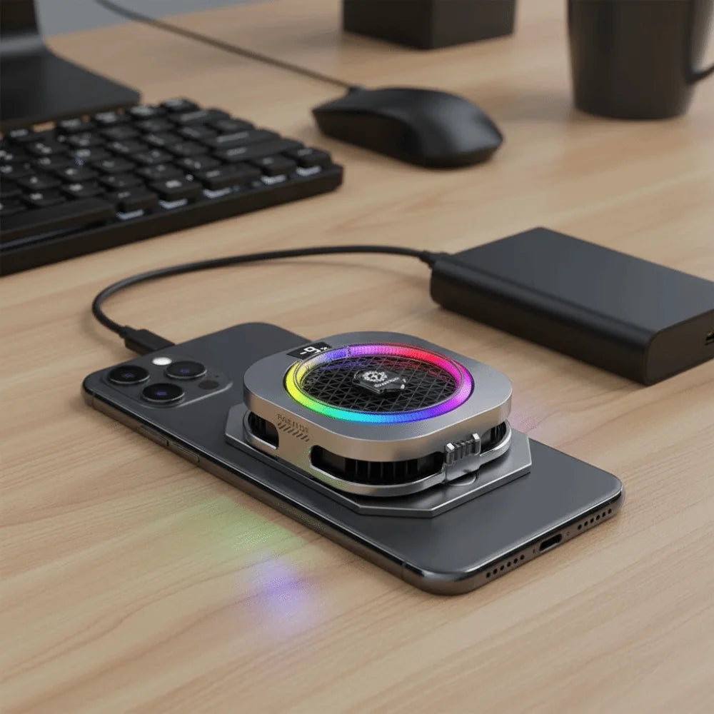 RGB E-Sports Phone Cooler – Semiconductor Cooling & Display Phone Cooler Axl