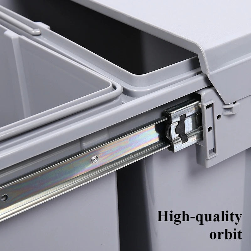 30L Dual-Compartment Embedded Kitchen Cabinet Trash Can Kitchen Waste Bin Axl