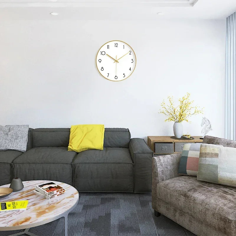Nordic Silent Wall Clock – 12" Modern Metal Home Decor Silent Wall Clock Axl