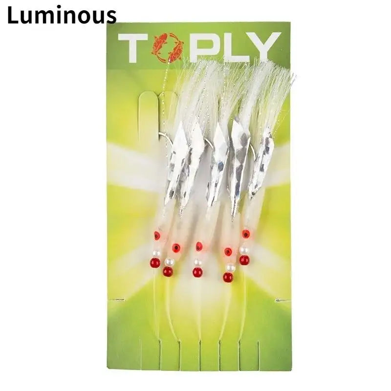 5-Pack Soft Fishing Lure Rigs – Barbed Hooks & Glow Bait Jigs Fishing Lure Rigs Axl Luminous