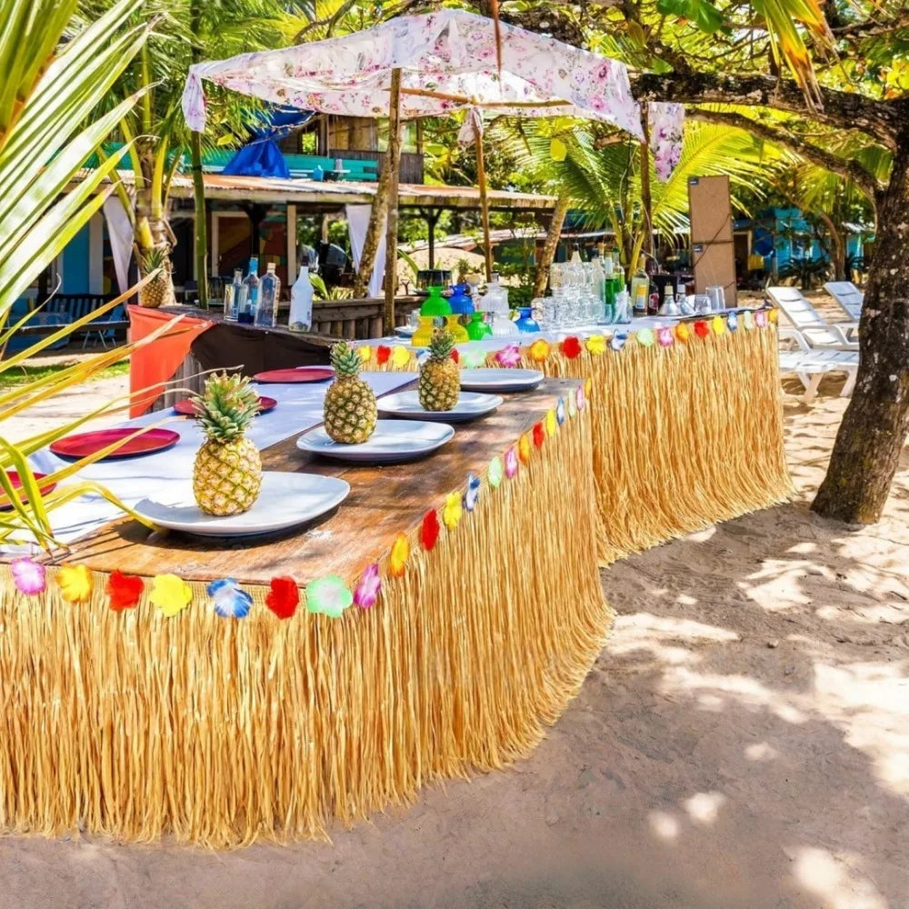 Hawaiian Grass Table Skirt – Luau & Beach Party Decor Party Table Skirt Axl