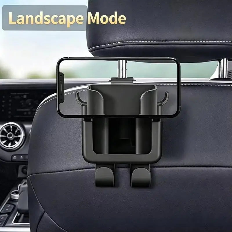 Car Headrest Cup Holder, Phone Mount & Rear Hook Rack Car Seat Organizer Axl