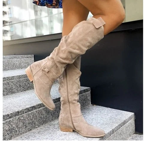 Women's Suede Ankle Boots – Low Heel Western Cowboy Booties Women's Ankle Boots Axl