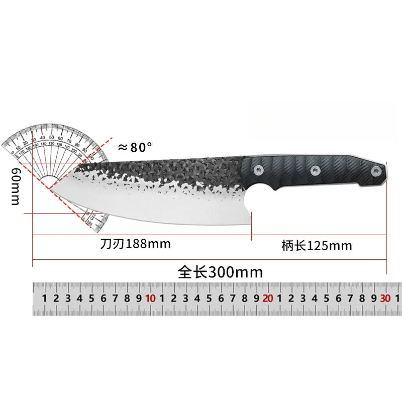 7" Chef's Knife – 4Cr13Mov Steel, Black PAKKA Handle Chef's Knife Axl