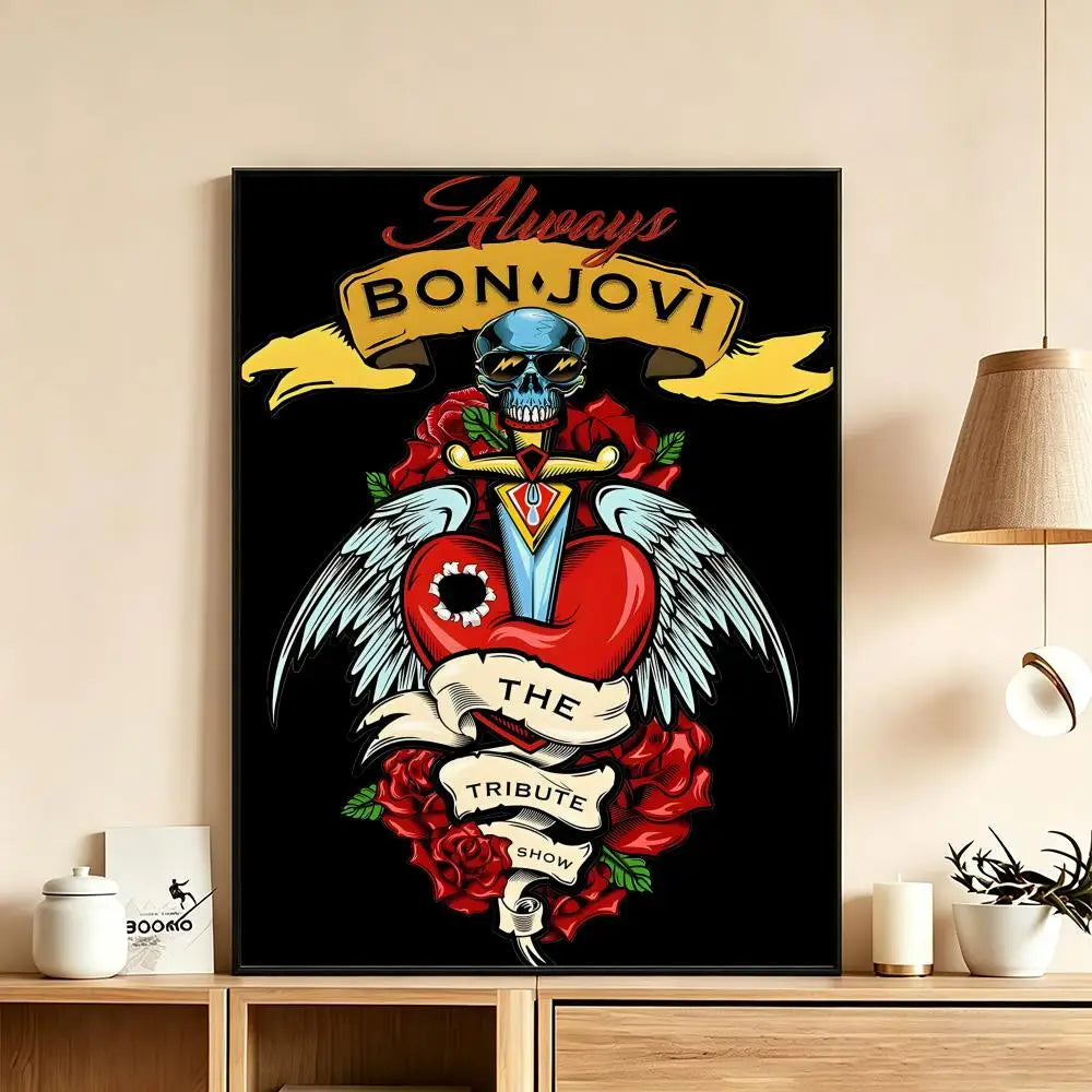 Bon Jovi Rock Band HD Wall Poster – Waterproof Home Decor Wall Art Poster Axl White8 15X20cmNoframe