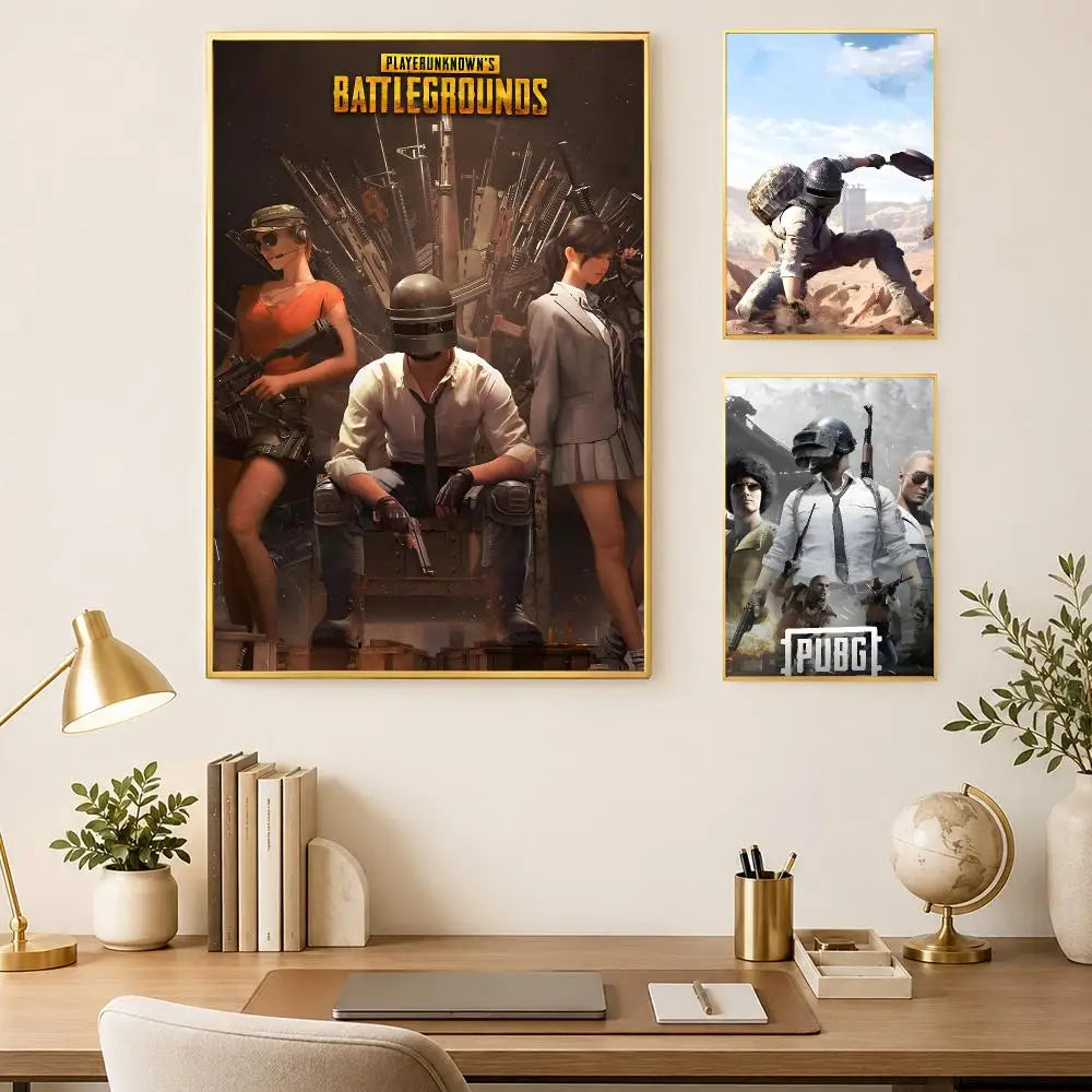 PUBG Battlegrounds HD Wall Poster | Self-Stick Waterproof Art Gaming Wall Poster Axl