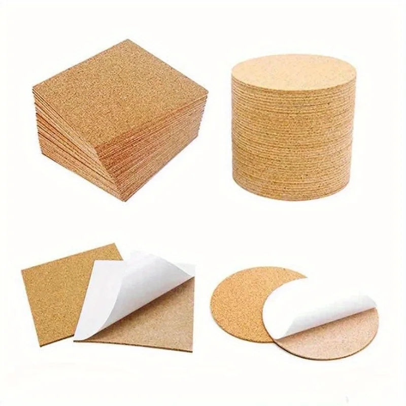 50-Pack Square Self-Adhesive Cork Pads 90mm Anti-Slip Stickers Cork Adhesive Pads Axl