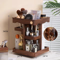 Rotating Wood & Bamboo Makeup Organizer | Cosmetic Storage Box Makeup Organizer Axl Walnut color