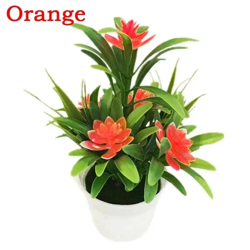 Multi-Color Artificial Lotus Flower with Pot | Home Decor Artificial Flower Decor Axl Orange