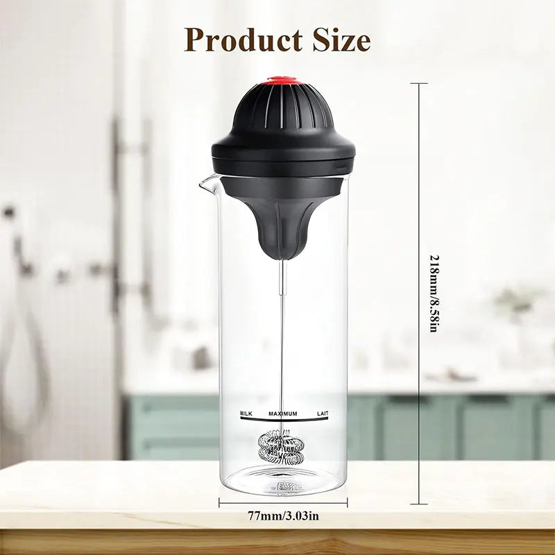 Handheld Electric Milk Frother & 500ml Glass Pitcher Set Milk Frother Set Axl