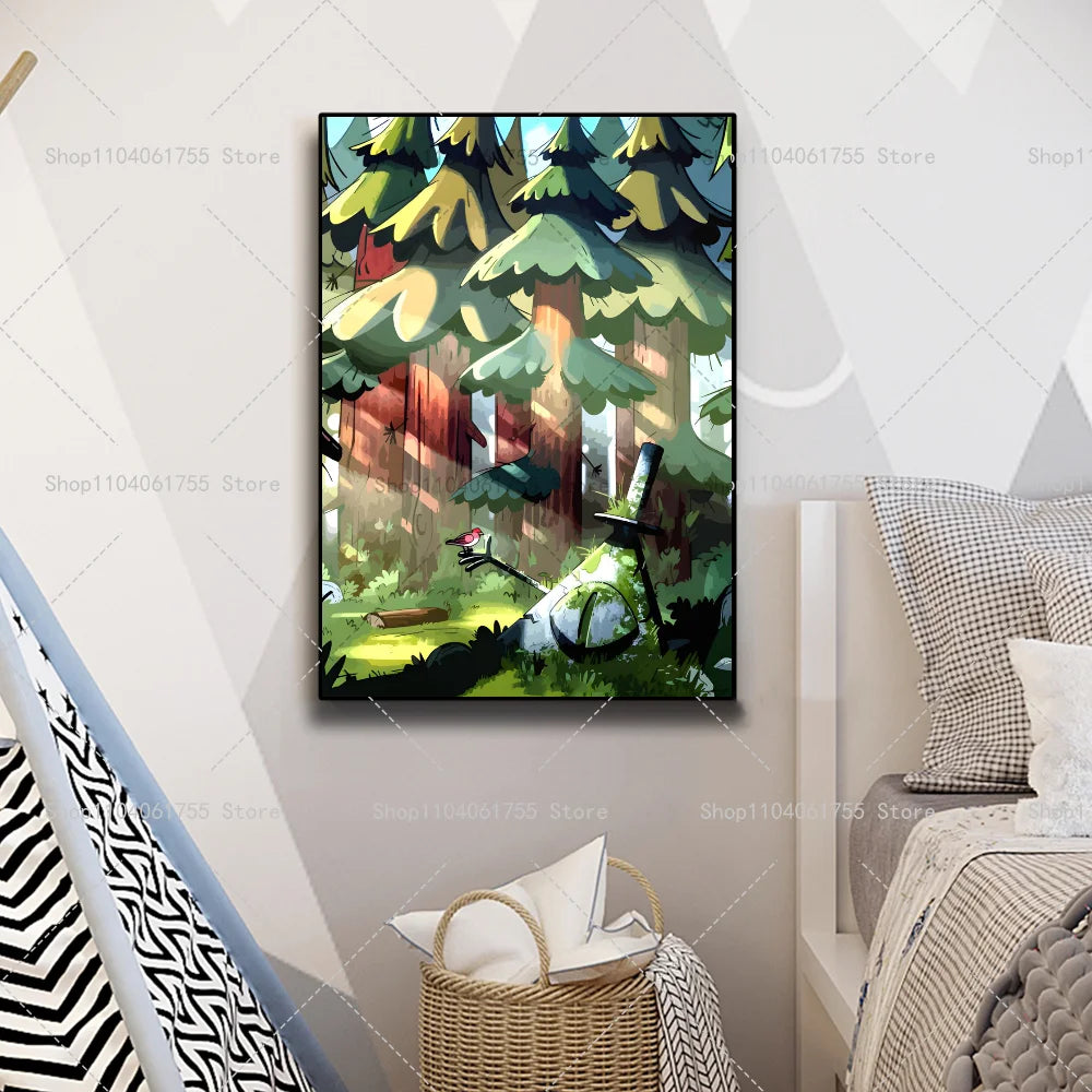 Gravity Falls Wall Poster – Self-Adhesive Waterproof Sticker Wall Art Poster Axl