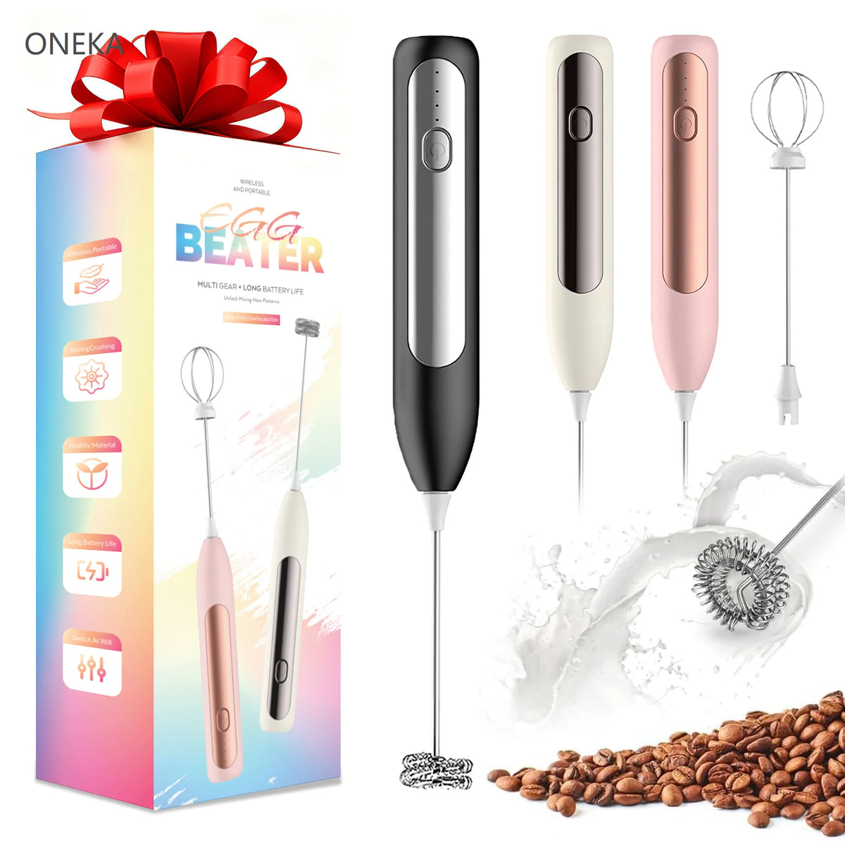 Rechargeable Handheld Milk Frother Wand & Egg Whisk Foam Maker Milk Frother Wand Axl