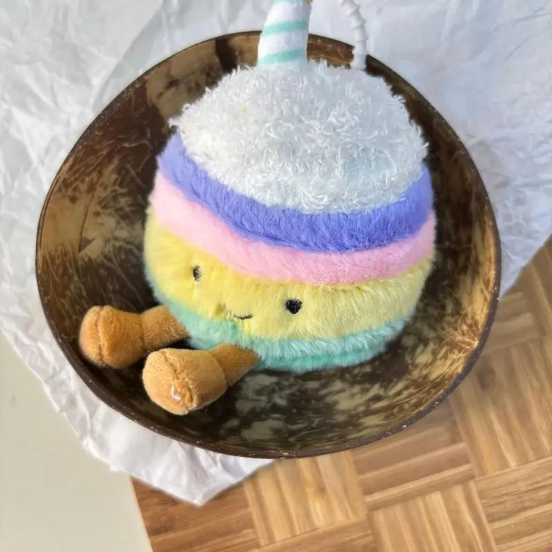 Kawaii Cake Plush Keychain – Cute Birthday Dessert Pendant Plush Keychain Charm Axl