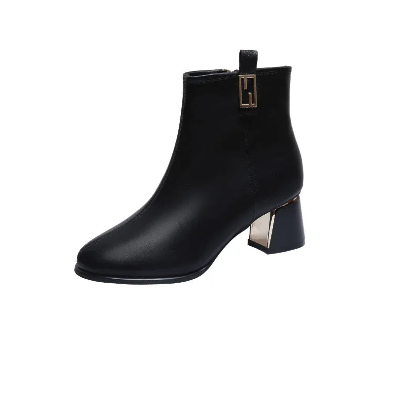 Women's PU Ankle Boots – Square Heel & Belt Buckle | Sizes 34–43 Ankle Boots Axl black -2 36
