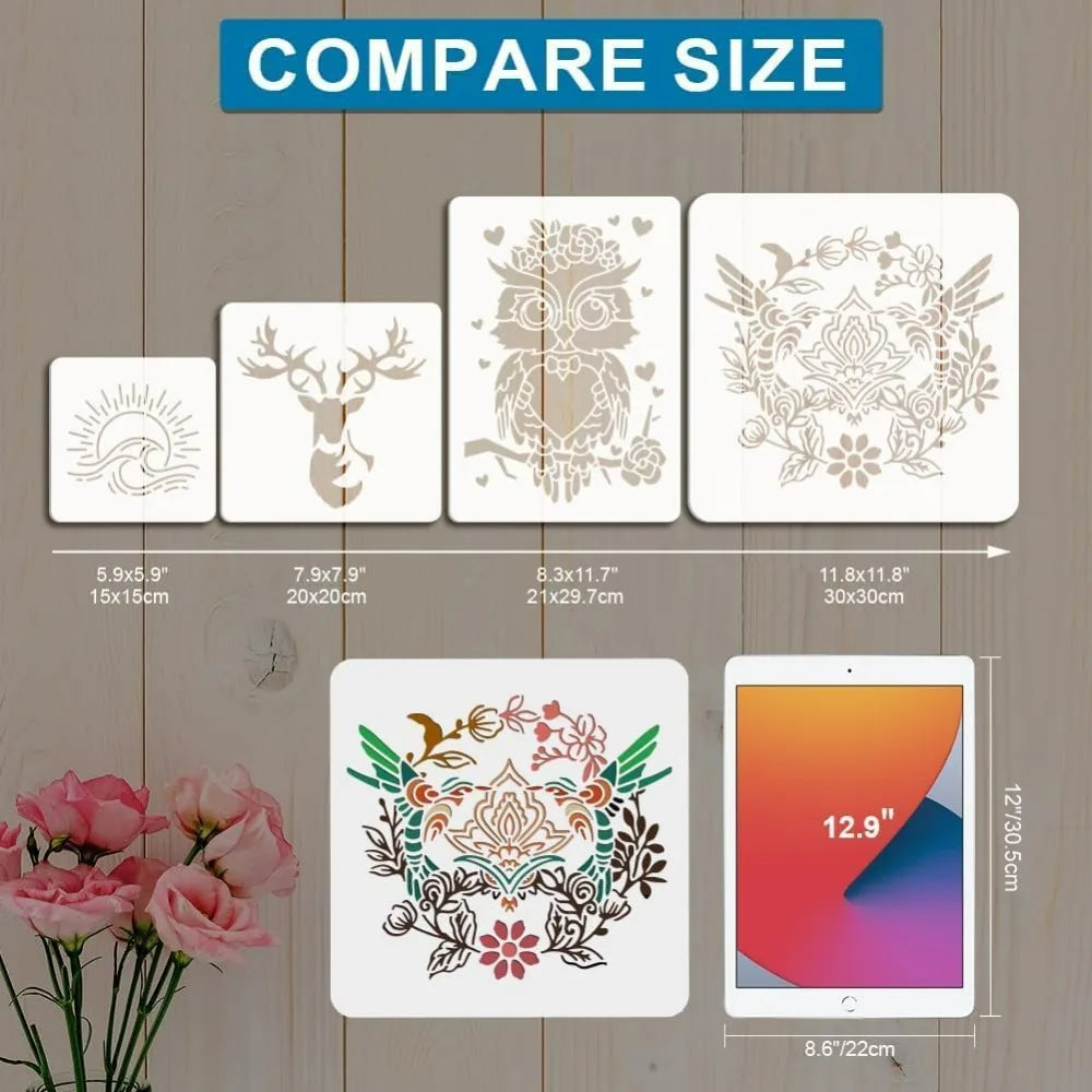 Large Lip & Heart DIY Stencil 11.8" with Paint Brush – Reusable DIY Craft Stencil Axl