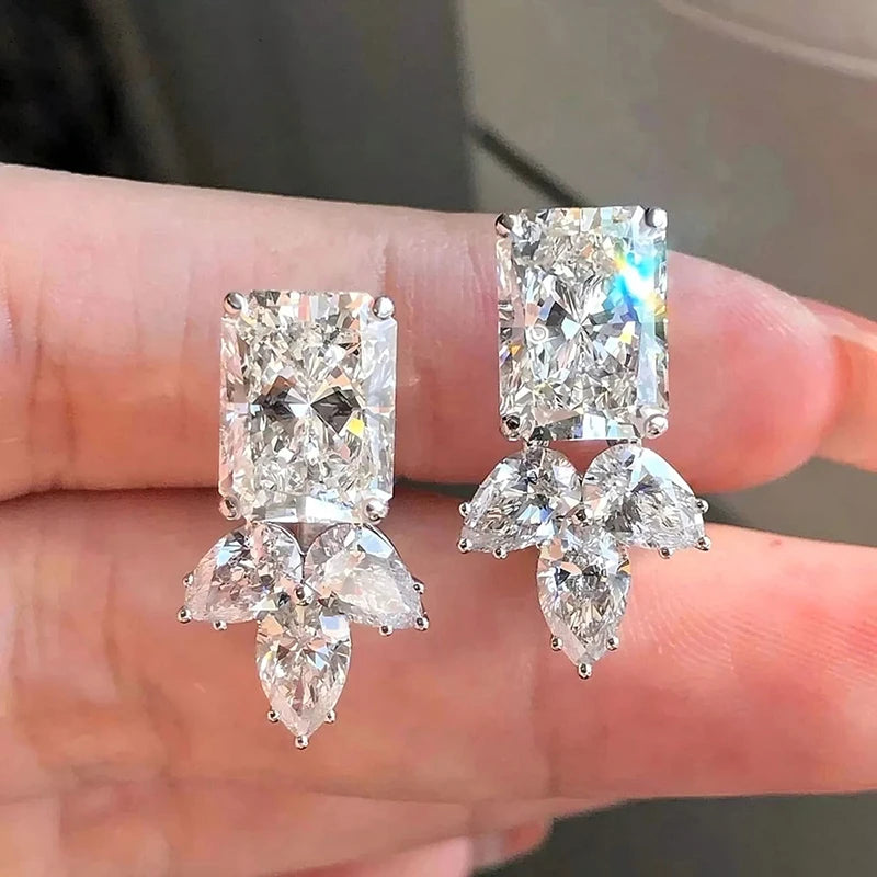Huitan CZ Stud Earrings – Geometric Cubic Zirconia Fashion Jewelry CZ Stud Earrings Axl