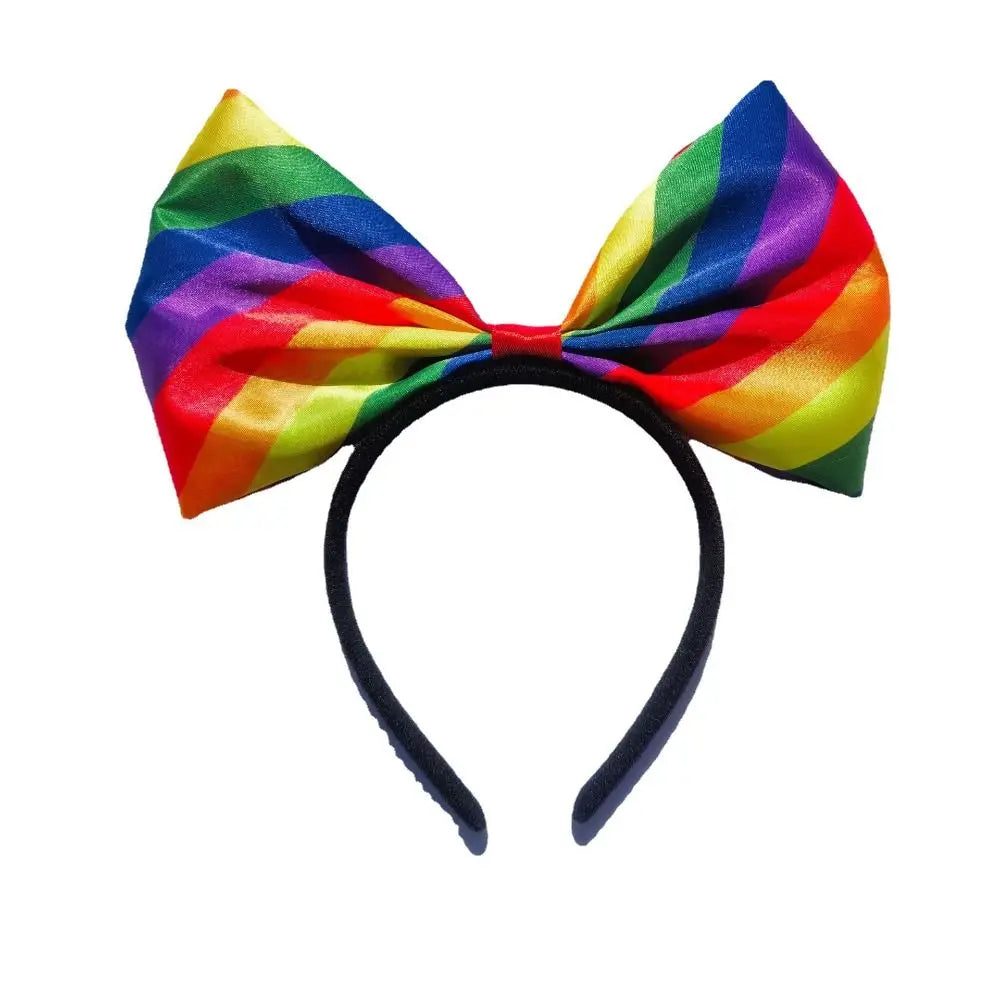 Rainbow Bow Headband – Colorful Fabric Hair Hoop for Parties Bow Hair Headband Axl Rainbow