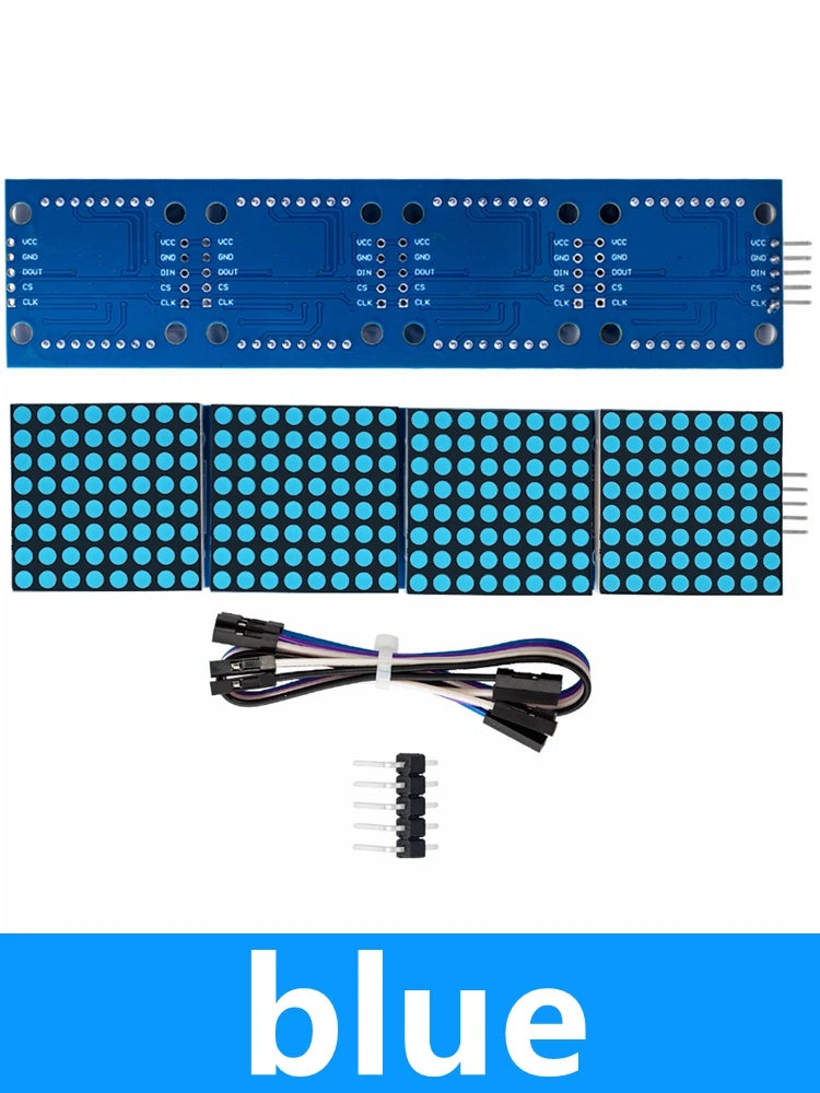 MAX7219 4-in-1 Dot Matrix Module for Arduino – 5P Cable LED Display Module Axl blue