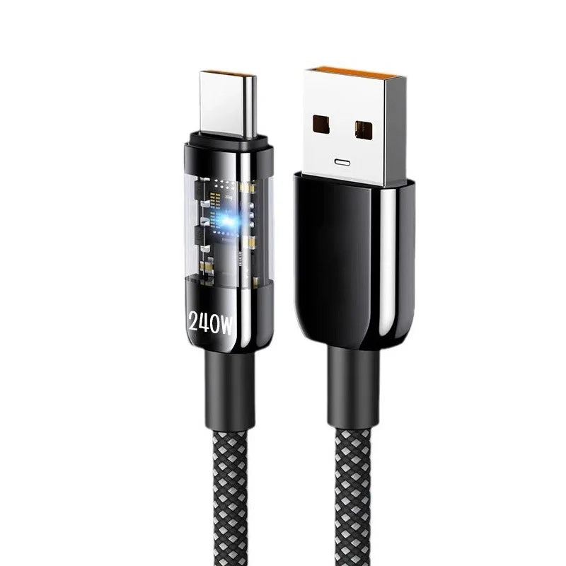 240W 2-in-1 USB-C Fast Charging Cable with Foldable Stand USB-C Charging Cable Axl