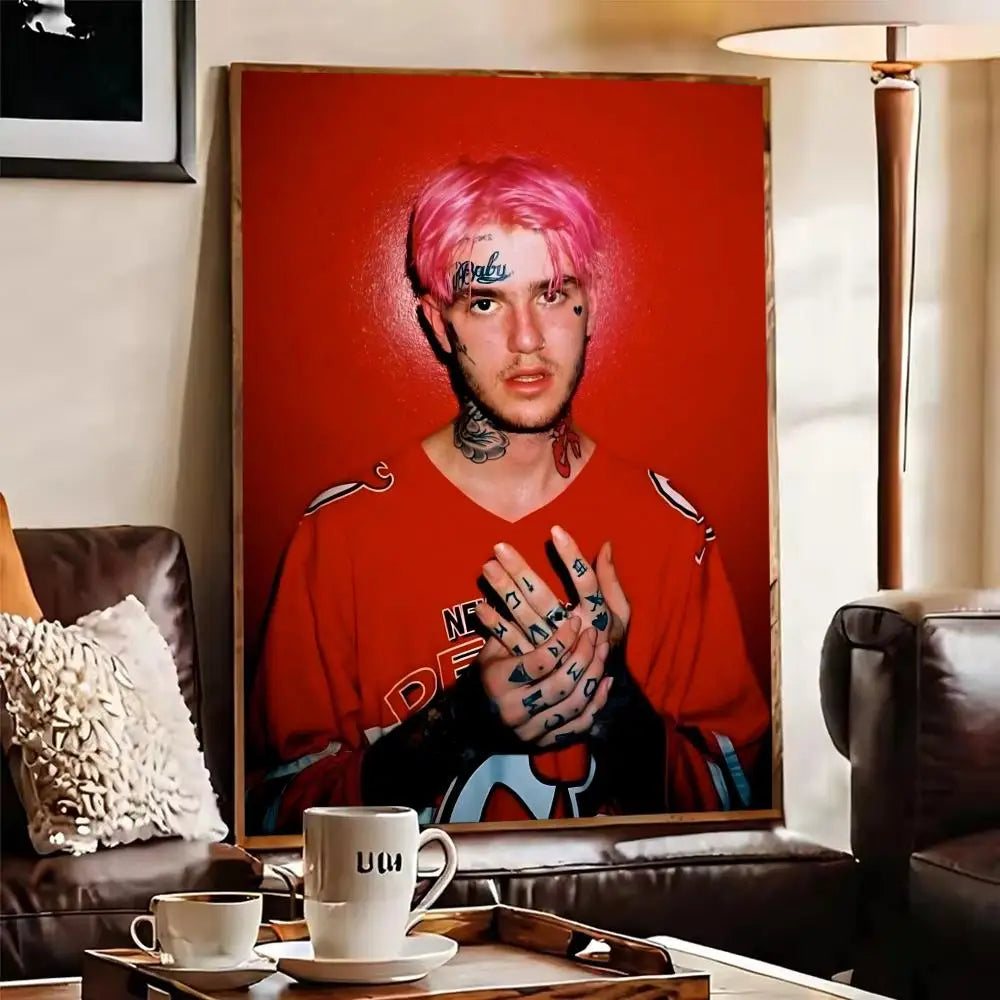 Lil Peep Self-Adhesive Wall Poster – Modern Music Art Sticker Wall Art Poster Axl