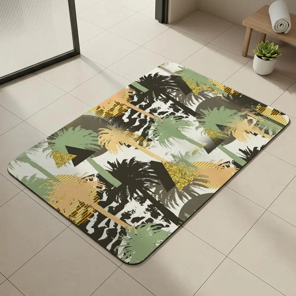 Tropical Palm Diatomite Bath Mat – Quick Dry & Anti-Slip Diatomite Bath Mat Axl White2 30x45cm