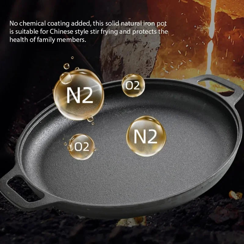 Cast Iron Non-Stick Skillet 28cm – Multipurpose Flat Frying Pan Cast Iron Skillet Axl