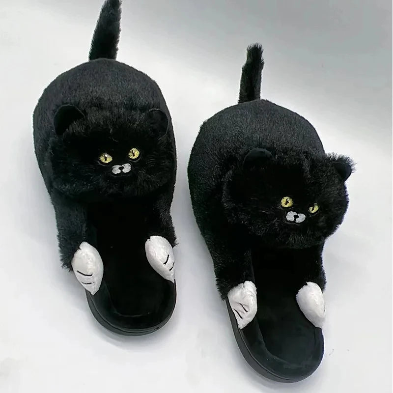Women's Fluffy Fur Slippers – Warm Cosy Indoor House Shoes Fluffy House Slippers Axl Black CN36-42