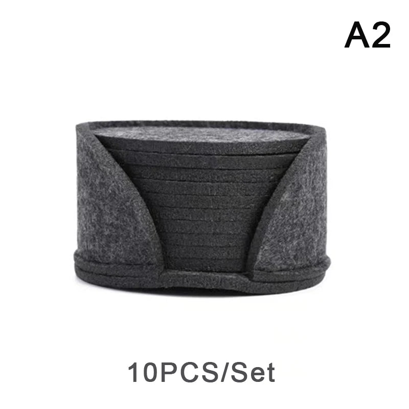 10-Pack Round Felt Coasters – Heat-Resistant Table Protectors Felt Coasters Set Axl A2 10cm