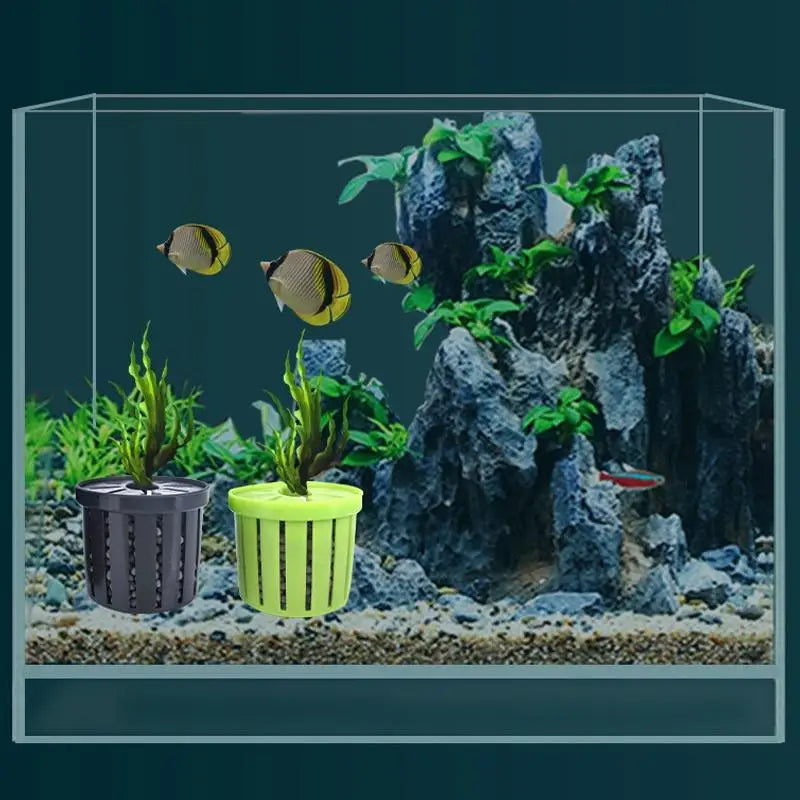 4-Pack Aquarium Net Planter Cups | Hydroponic Fish Tank Baskets Aquarium Planter Basket Axl