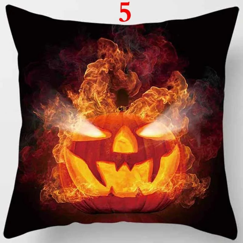 Halloween Cushion Cover 45x45cm – Pumpkin & Skull Pillow Case Decorative Pillow Cover Axl