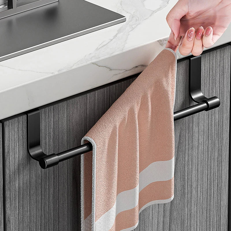 No-Drill Over-Cabinet Towel Rack – Kitchen & Bathroom Holder Cabinet Towel Rack Axl