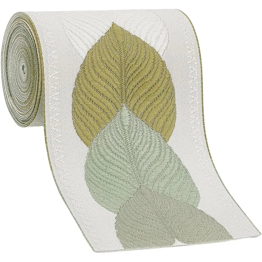 Olive Jacquard Leaf Ribbon 73mm – 3M Polyester Woven Trim Jacquard Ribbon Trim Axl