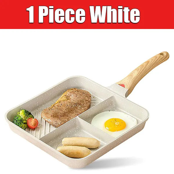 Nonstick 3-in-1 Divided Grill Pan – Square Aluminium Skillet Divided Grill Pan Axl 1 Piece White