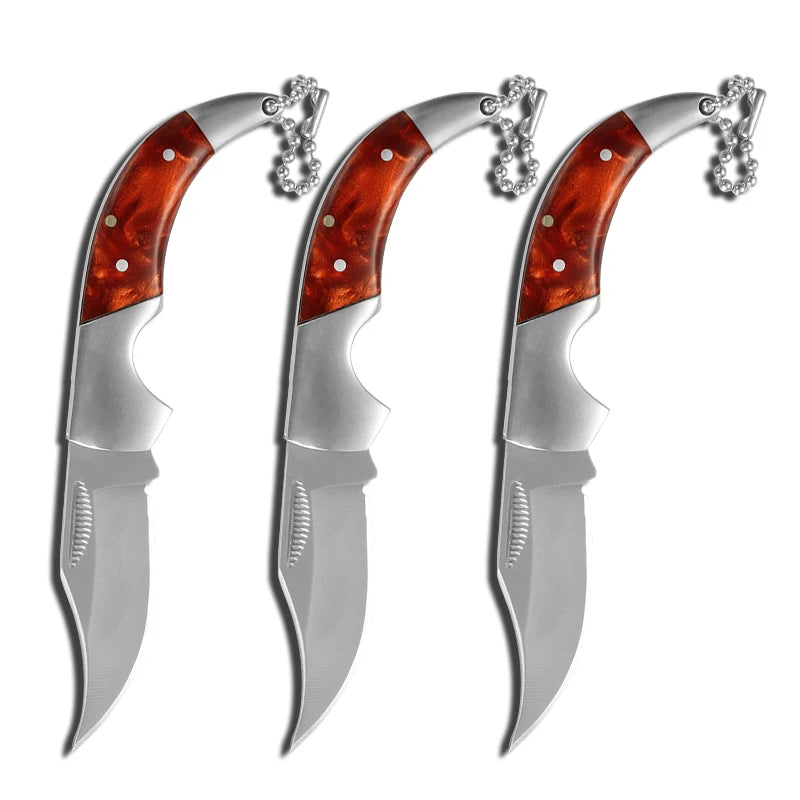 Stainless Steel Folding Pocket Knife – EDC Utility Keychain Folding Pocket Knife Axl 3pcs B