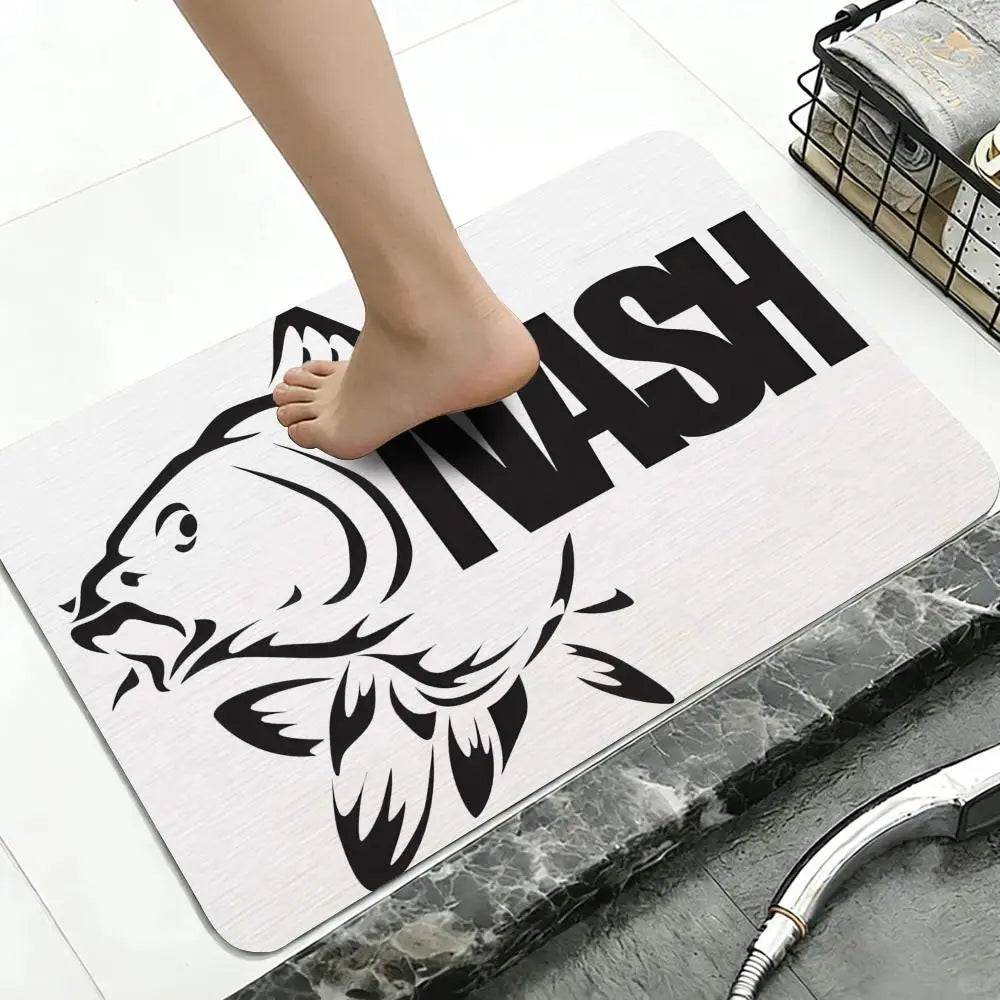 Fishing Logo Diatomite Bath Mat – Quick Dry & Anti-Slip Diatomite Bath Mat Axl