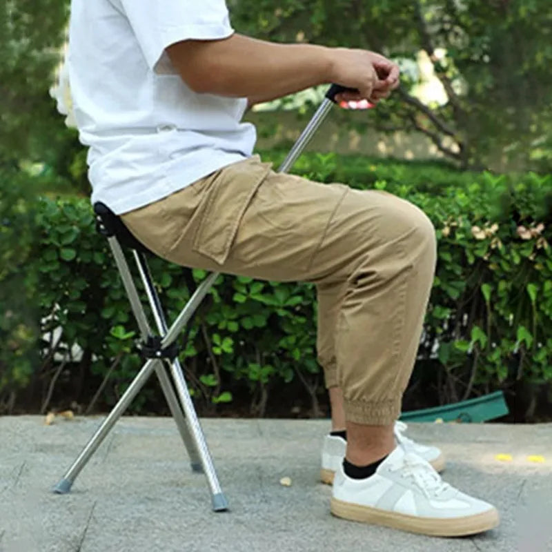 Foldable Cane Chair – Portable Walking Stick Stool | Non-Slip Foldable Cane Stool Axl