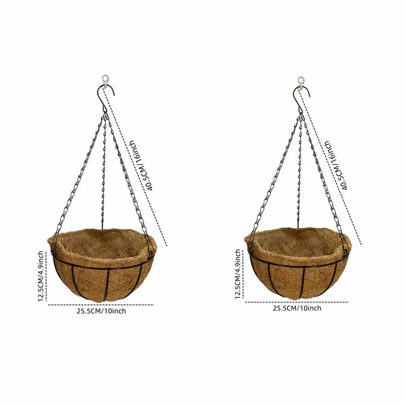 8/10 Inch Metal Hanging Basket with Coconut Liner | Garden Planter Hanging Garden Planter Axl 10inch 2pcs
