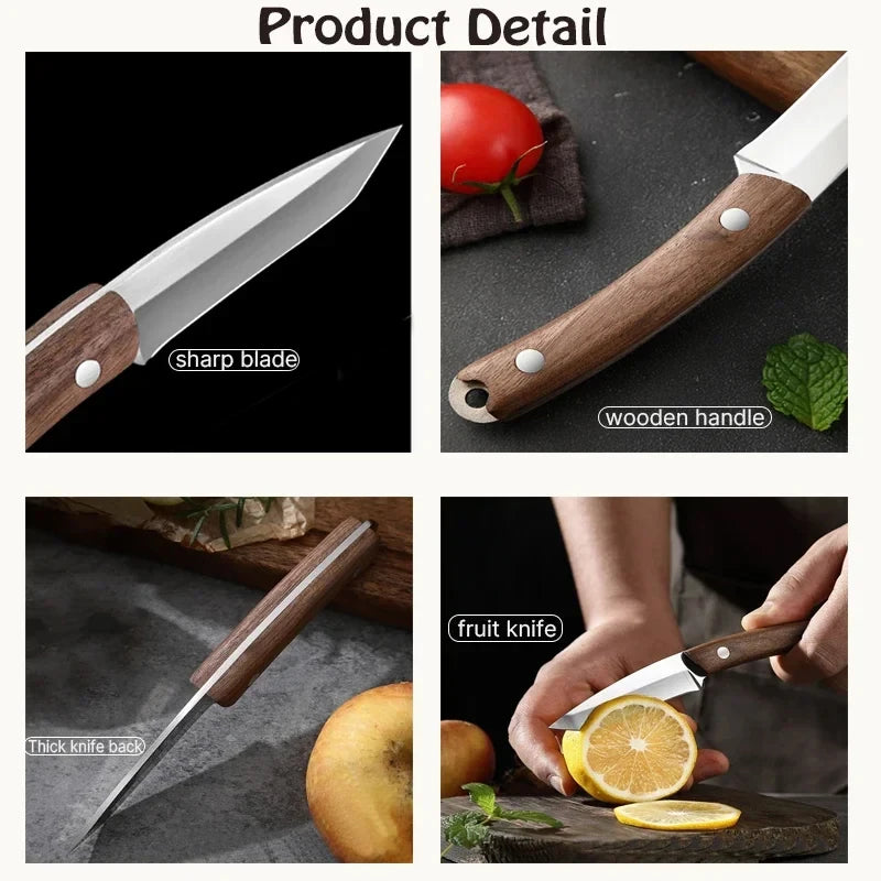 Sharp Fruit & Kitchen Knife – Stainless Steel, Wood Handle Fruit Kitchen Knife Axl