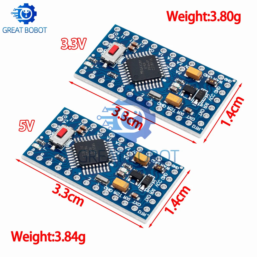 Pro Mini ATMEGA328P 5V/16MHz & 3.3V/8MHz Arduino Board Microcontroller Board Axl