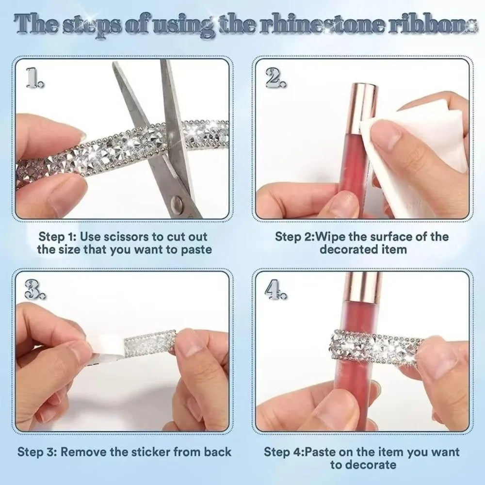 Self-Adhesive Rhinestone Ribbon 1cm – Bling Crystal Strip Craft Rhinestone Ribbon Axl