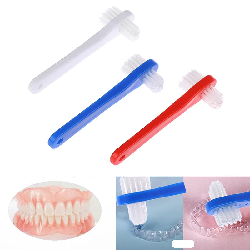 T-Shape Dual Head Denture Brush – False Teeth Cleaner Denture Cleaning Brush Axl