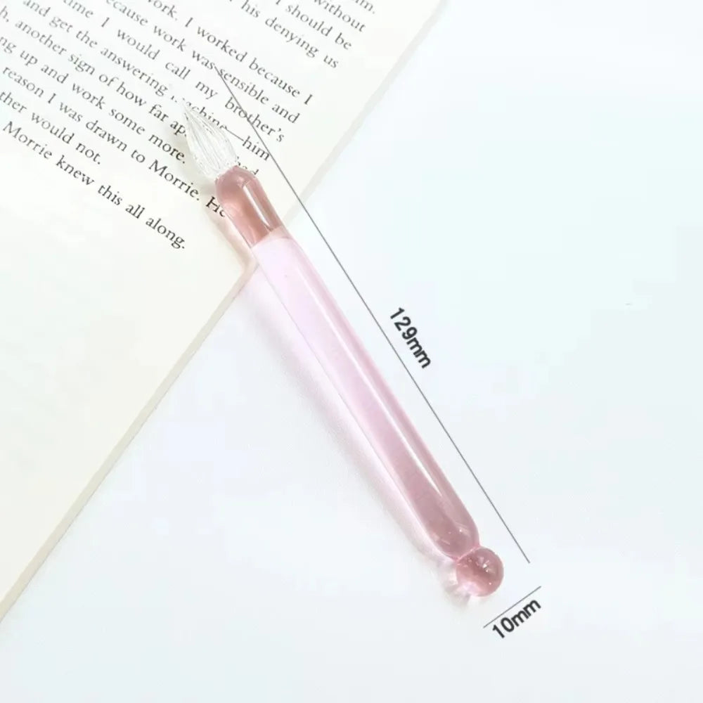 Transparent Glass Dip Pen – Calligraphy & Art Writing Pen Glass Dip Pen Axl Pink